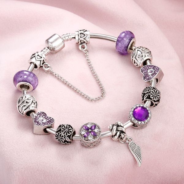 vintage women plated silver bangles purple blue pink crystal beads pendant bracelet handmade diy jewelry friend gifts, Black
vintage women plated silver bangles purple blue pink crystal beads pendant bracelet handmade diy jewelry friend gifts, Black