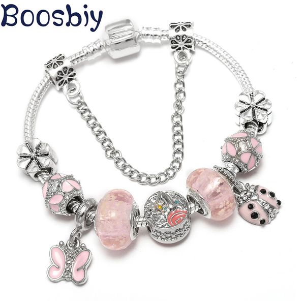 boosbiy new design pink romantic charm bracelet diy cute crystal butterfly & pendants brand bracelet for women jewelry, Golden;silver
boosbiy new design pink romantic charm bracelet diy cute crystal butterfly & pendants brand bracelet for women jewelry, Golden;silver