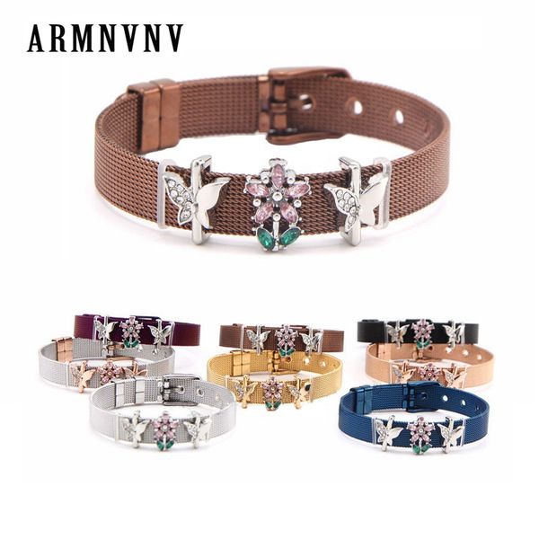 armnvnv jewelry crystal rhinestones flower butterfly slide charms stainless steel mesh keeper bracelets for lover gifts, Golden;silver
armnvnv jewelry crystal rhinestones flower butterfly slide charms stainless steel mesh keeper bracelets for lover gifts, Golden;silver