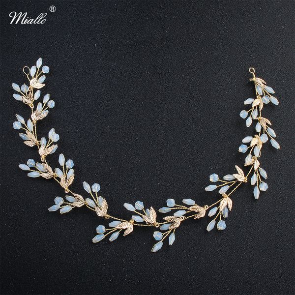 miallo light blue opal gold color leaves headbands for women wedding hair accessories head jewelry flexible bride's tiara, Golden;white
miallo light blue opal gold color leaves headbands for women wedding hair accessories head jewelry flexible bride's tiara, Golden;white