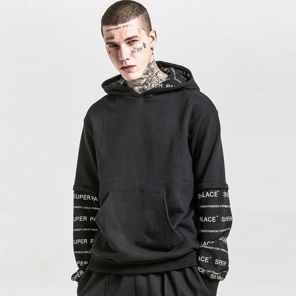 false 2 piece sleeve letter print hooded sweatshirts mans hoodies hip hop casual fashion pullover hoodie streetwear, Black
false 2 piece sleeve letter print hooded sweatshirts mans hoodies hip hop casual fashion pullover hoodie streetwear, Black