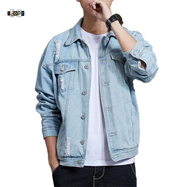 idopy cotton solid denim jacket mens spring autumn casual ripped jackets mens hole jean jacket distressed outwear male cowboy, Black;brown
idopy cotton solid denim jacket mens spring autumn casual ripped jackets mens hole jean jacket distressed outwear male cowboy, Black;brown