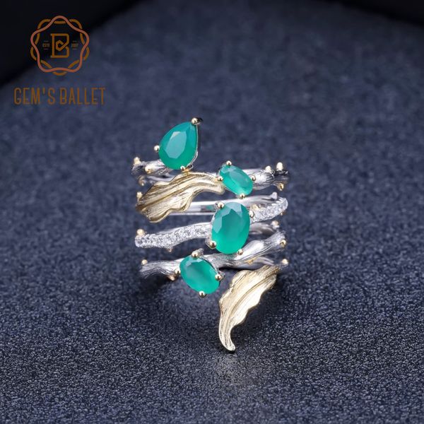 GEM'S BALLET 925 Sterling Sliver Band Gemstone Ring 2.26Ct Natural Green Agate Rings For Women Personality Fine Jewelry
GEM'S BALLET 925 Sterling Sliver Band Gemstone Ring 2.26Ct Natural Green Agate Rings For Women Personality Fine Jewelry