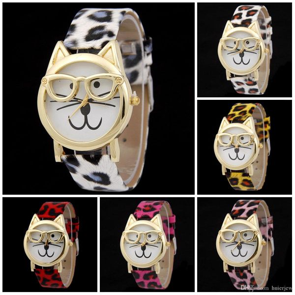 quartz watch cute glasses cat analog quartz dial wrist ladies watches women brand women dress leather watches, Slivery;brown
quartz watch cute glasses cat analog quartz dial wrist ladies watches women brand women dress leather watches, Slivery;brown