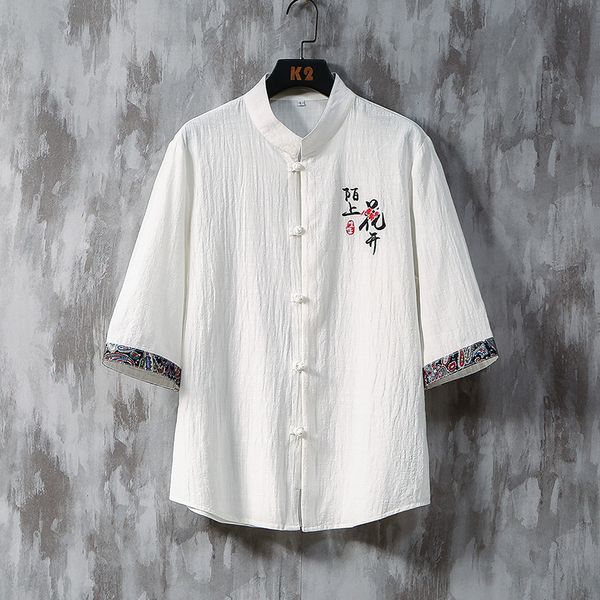 men brand personalized fashion business leisure five sleeve holiday china split shirt mens dress shirts harujuku hawaiian shirt, White;black 
men brand personalized fashion business leisure five sleeve holiday china split shirt mens dress shirts harujuku hawaiian shirt, White;black