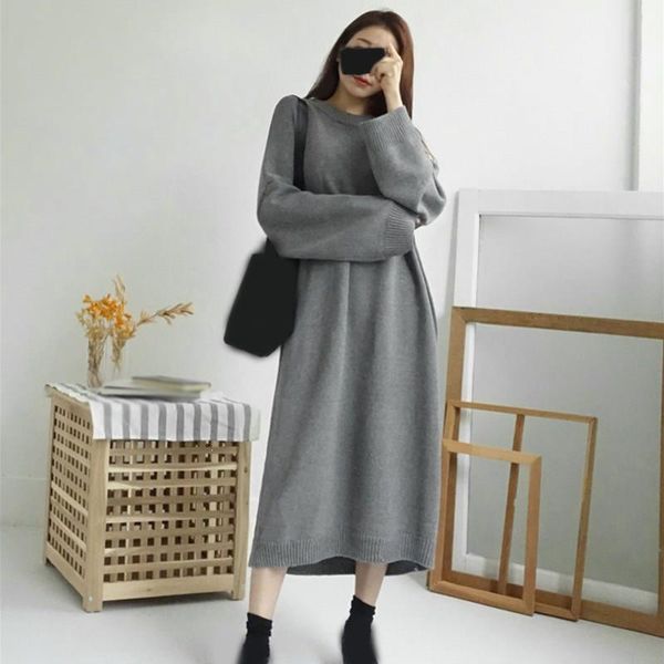 autumn winter thick pullover sweater dress women korean chic batwing long dress casual loose big size knitted dresses
autumn winter thick pullover sweater dress women korean chic batwing long dress casual loose big size knitted dresses
