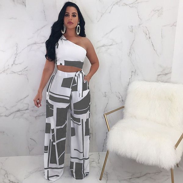 new women fashion self belted crop &pants colorblock one shoulder cropped high waist wide pants female set, White
new women fashion self belted crop &pants colorblock one shoulder cropped high waist wide pants female set, White