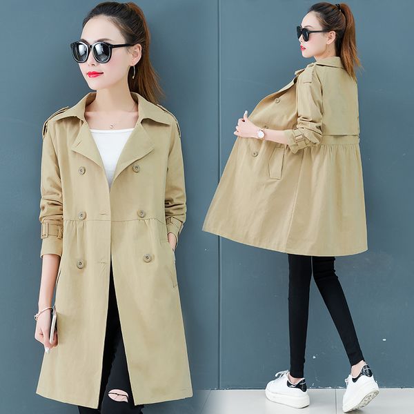 long sleeve trench coat 2019 spring autumn ladies coat new leisure women windbreaker student large size fashion coats 968, Tan;black
long sleeve trench coat 2019 spring autumn ladies coat new leisure women windbreaker student large size fashion coats 968, Tan;black