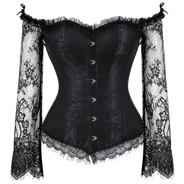 halloween victorian floral lace long flare sleeve lolita ruffle bridal corset push up bra bustier burlesque party dancing corset with sleeve, Black;white
halloween victorian floral lace long flare sleeve lolita ruffle bridal corset push up bra bustier burlesque party dancing corset with sleeve, Black;white