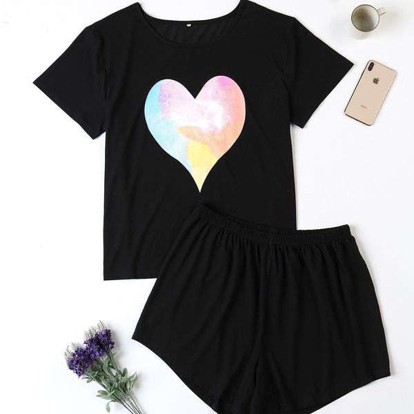 womens sleepwear heart loose shorts summer short sleeve o-neck women underwear casual sell two piece sets, Black;red
womens sleepwear heart loose shorts summer short sleeve o-neck women underwear casual sell two piece sets, Black;red