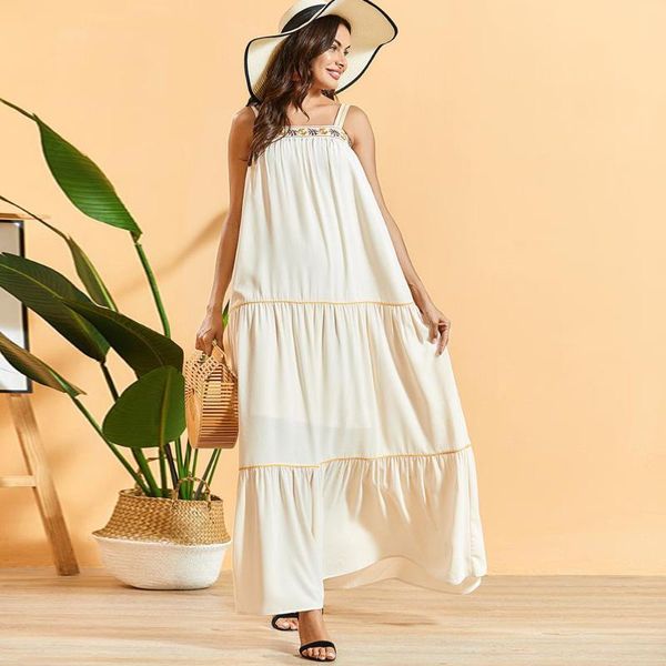 siskakia white sleeveless spaghetti strap long dress loose bohemian floral embroidery pleated maxi swing dress summer 2020, Black;gray
siskakia white sleeveless spaghetti strap long dress loose bohemian floral embroidery pleated maxi swing dress summer 2020, Black;gray