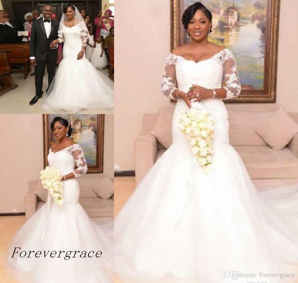 2019 vintage mermaid south african v-neck long sleeves wedding dress lace appliques 3/4 sleeves formal bridal gown plus size custom made, White
2019 vintage mermaid south african v-neck long sleeves wedding dress lace appliques 3/4 sleeves formal bridal gown plus size custom made, White