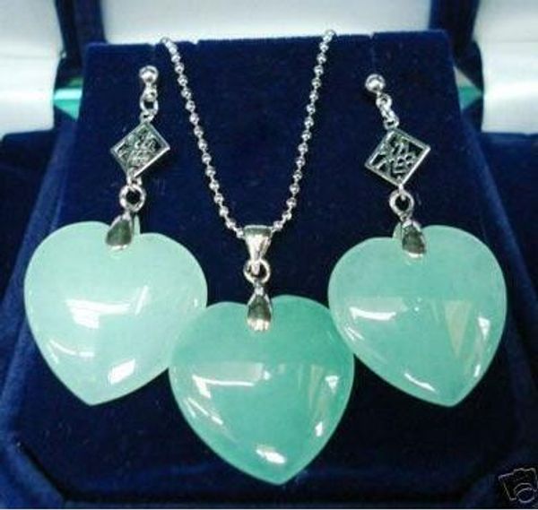 wholesale beautiful silver plated heart shape green natural jade pendant and earring jewelry set, Black
wholesale beautiful silver plated heart shape green natural jade pendant and earring jewelry set, Black