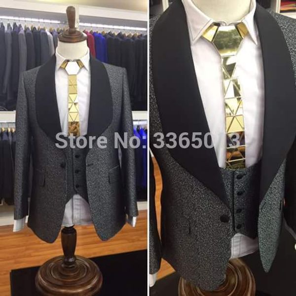 groom suit man suit slim fit 2019 custom made grey shine formal 3 piece suits shawl lapel wedding suits for men tuxedo, White;black
groom suit man suit slim fit 2019 custom made grey shine formal 3 piece suits shawl lapel wedding suits for men tuxedo, White;black