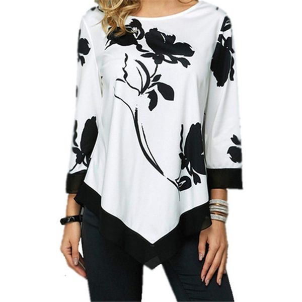 plus size s-5xl women tee spring autumn female floral print t shirt casual o-neck irregular t shirt large size pullover, White
plus size s-5xl women tee spring autumn female floral print t shirt casual o-neck irregular t shirt large size pullover, White