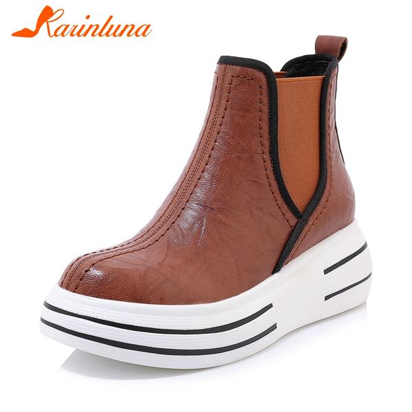 karin brand new women's genuine leather flat platform shoes woman casual party soft autumn spring ankle boots women, Black
karin brand new women's genuine leather flat platform shoes woman casual party soft autumn spring ankle boots women, Black