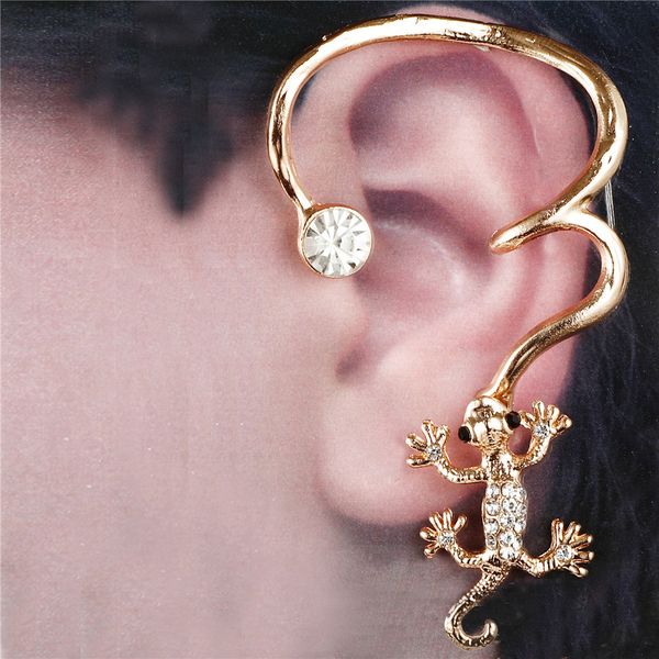 new creative crystal gecko lizard earrings clips for women on piercing earring single ear hooks rhinestone earring jewelry, Silver
new creative crystal gecko lizard earrings clips for women on piercing earring single ear hooks rhinestone earring jewelry, Silver