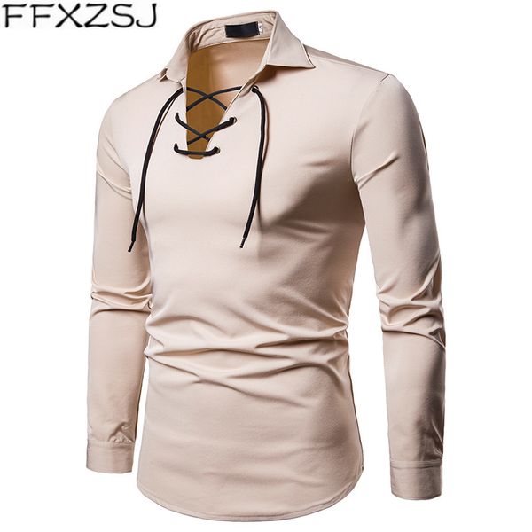 ffxzsj brand 2018 autumn men's new men's shirt tie design lapel large size casual long sleeved shirt, White;black
ffxzsj brand 2018 autumn men's new men's shirt tie design lapel large size casual long sleeved shirt, White;black