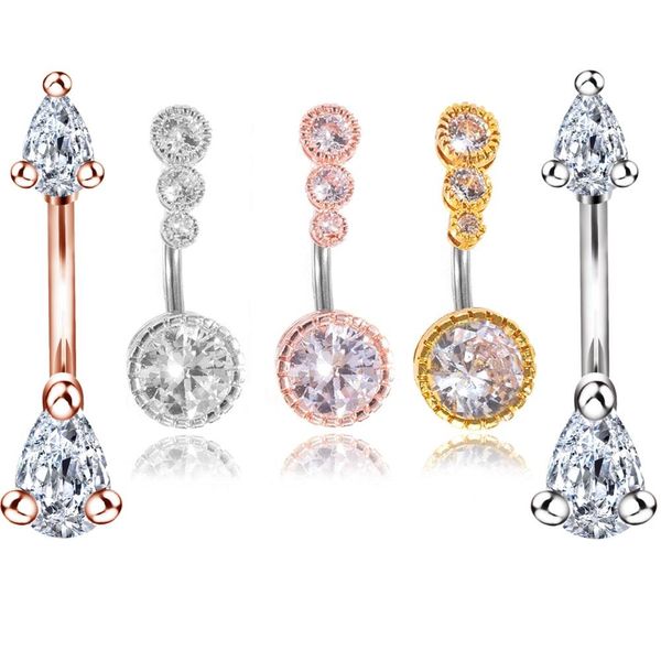 zircon belly bars belly button rings belly piercing zircon gift body jewelry navel piercing rings, Silver
zircon belly bars belly button rings belly piercing zircon gift body jewelry navel piercing rings, Silver