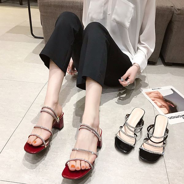 med square heel glitter slides high-heeled shoes lady woman's slippers shose women fashion block jelly heels 2020 basic, Black
med square heel glitter slides high-heeled shoes lady woman's slippers shose women fashion block jelly heels 2020 basic, Black