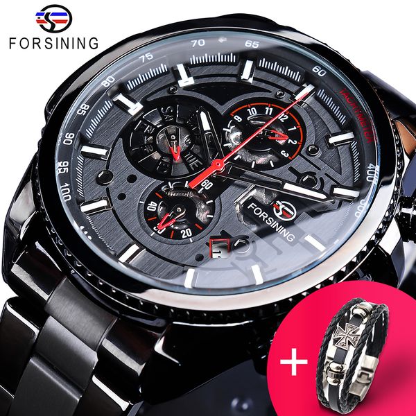 forsining watch + bracelet set combination 3 dials calendar black stainless steel mens automatic wrist watches sport male clock, Slivery;brown
forsining watch + bracelet set combination 3 dials calendar black stainless steel mens automatic wrist watches sport male clock, Slivery;brown