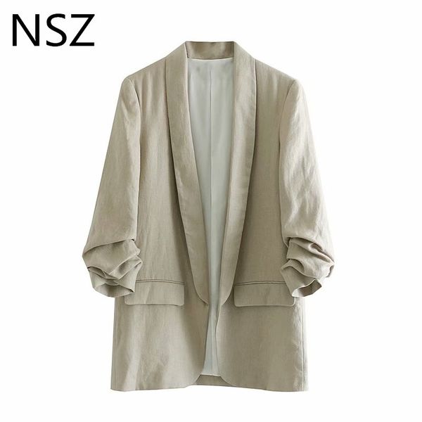 nsz women cotton linen blazer feminino suits button pocket office work lady jacket coat female puff sleeve outerwear, White;black
nsz women cotton linen blazer feminino suits button pocket office work lady jacket coat female puff sleeve outerwear, White;black
