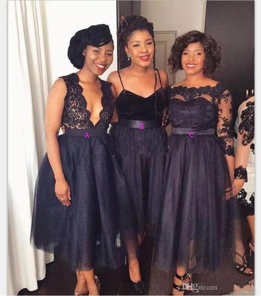 2020 african dark navy short bridesmaid dresses a line tea length appliques country garden wedding guest gowns maid of honor dress plus size, Blue;red
2020 african dark navy short bridesmaid dresses a line tea length appliques country garden wedding guest gowns maid of honor dress plus size, Blue;red