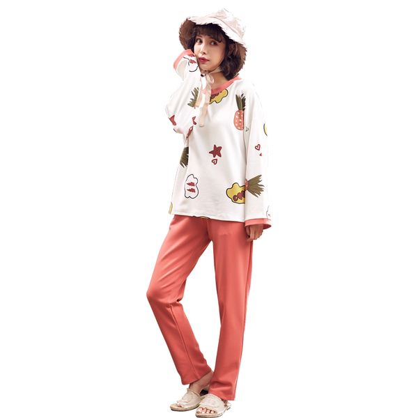 women pajamas set spring and autumn 100% cotton pyjamas long sleeve round neck sleepwear big size two pieces set girls pijama, Black;red
women pajamas set spring and autumn 100% cotton pyjamas long sleeve round neck sleepwear big size two pieces set girls pijama, Black;red
