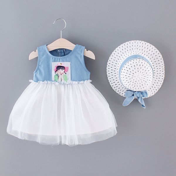 2020 new baby clothes girl summer dresses girls printed sleevelss denim color block casual princess dress + sun hat 2 pics 0-4y, Red;yellow 
2020 new baby clothes girl summer dresses girls printed sleevelss denim color block casual princess dress + sun hat 2 pics 0-4y, Red;yellow