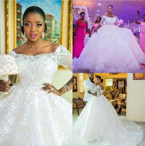 off the shoulder ball gown wedding dresses 3d flower beaded half sleeves tulle court train vestidos de novia princess bridal dress, White
off the shoulder ball gown wedding dresses 3d flower beaded half sleeves tulle court train vestidos de novia princess bridal dress, White