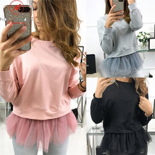 fashion women spring autumn streetwear mesh patchwork design o-neck long sleeve solid color casual loose pullovers shirts, Black
fashion women spring autumn streetwear mesh patchwork design o-neck long sleeve solid color casual loose pullovers shirts, Black