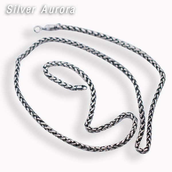 

real 925 sterling zilver eenvoudige kettingen chokers kettingen voor vrouwen mannen voor hanger accessoires vintage mode-sierade, Silver