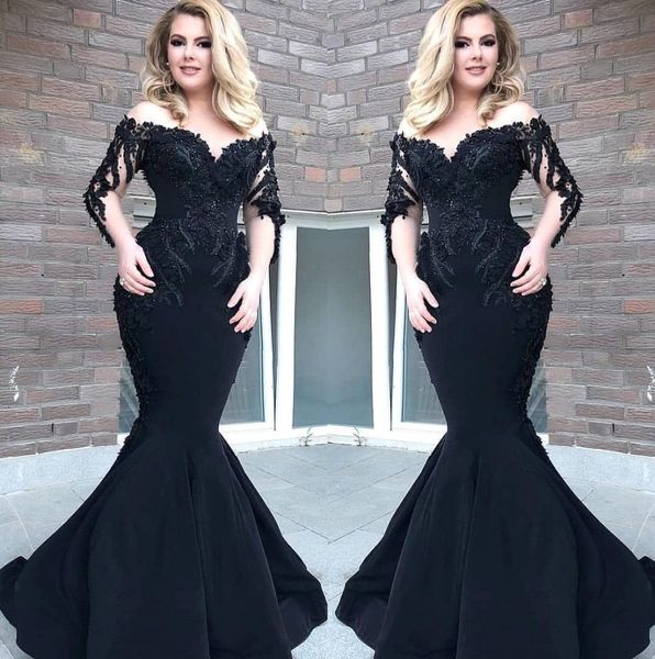 2019 arabic black off the shoulder satin mermaid evening dresses lace applique long sleeves floor length formal party prom dresses bc1214, Black;red
2019 arabic black off the shoulder satin mermaid evening dresses lace applique long sleeves floor length formal party prom dresses bc1214, Black;red