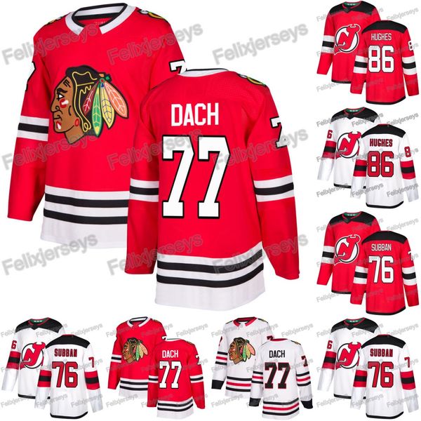 #77 Kirby Dach Chicago Blackhawks 76 P.K. Subban 86 Jack Hughes New Jersey Devils Hockey Jersey White Red Free Shipping
#77 Kirby Dach Chicago Blackhawks 76 P.K. Subban 86 Jack Hughes New Jersey Devils Hockey Jersey White Red Free Shipping