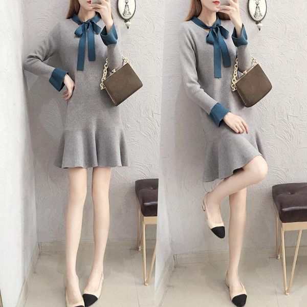 european and american autumn and winter 2020 new fashion temperament dress school comfortable thin sweater dress, White;black
european and american autumn and winter 2020 new fashion temperament dress school comfortable thin sweater dress, White;black
