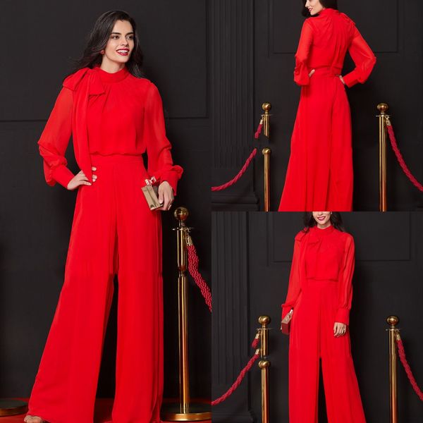 2020 modest elegant jumpsuits jewel long puff sleeve evening dresses satin bow formal dresses floor length party gowns, Black;red
2020 modest elegant jumpsuits jewel long puff sleeve evening dresses satin bow formal dresses floor length party gowns, Black;red