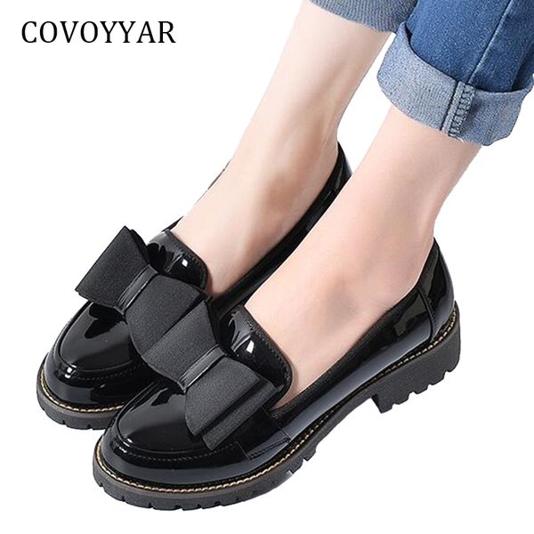 covoyyar oxfords brogue shoes 2019 fashion bow patent leather students' flats slip on platform square heel women loafers wfs989, Black
covoyyar oxfords brogue shoes 2019 fashion bow patent leather students' flats slip on platform square heel women loafers wfs989, Black