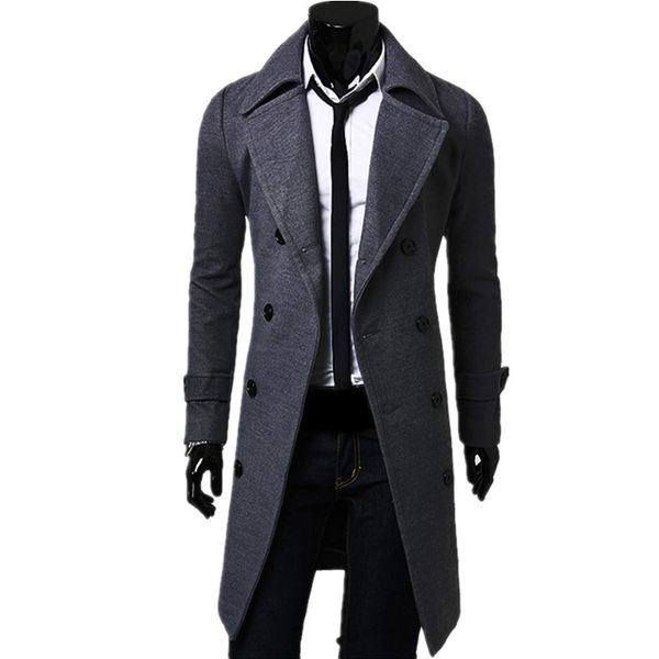 trench coat men's autumn and winter long solid color double-breasted solid color classic wool blends coat, Tan;black
trench coat men's autumn and winter long solid color double-breasted solid color classic wool blends coat, Tan;black