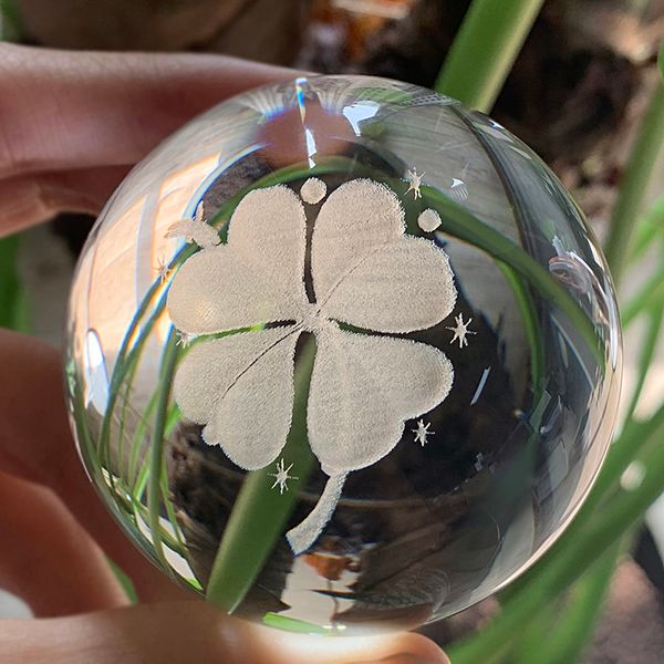 h&d 60mm 3d laser engraved four-leaf clover crystal ball with glass stand glass sphere home decor lucky ball ornament gift
h&d 60mm 3d laser engraved four-leaf clover crystal ball with glass stand glass sphere home decor lucky ball ornament gift