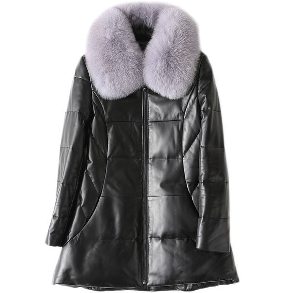 women real leather jacket detachable natural fur collar genuine leather sheepskin coats winter down jackets 262, Black
women real leather jacket detachable natural fur collar genuine leather sheepskin coats winter down jackets 262, Black