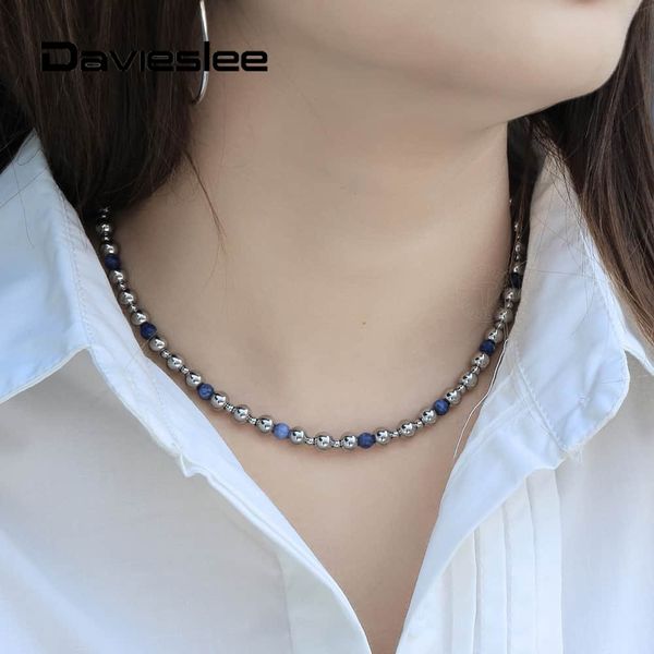 6mm stainless steel beaded necklace choker blue sodalite stone bohemia necklace for women 15 inch/ 24 inch extension link ldn159, Silver
6mm stainless steel beaded necklace choker blue sodalite stone bohemia necklace for women 15 inch/ 24 inch extension link ldn159, Silver
