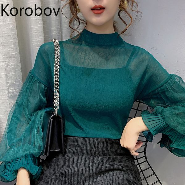 women's blouses & shirts korobov korean solid long sleeve women chiffon 2021 arrival turtleneck female elegant mujer blusas, White
women's blouses & shirts korobov korean solid long sleeve women chiffon 2021 arrival turtleneck female elegant mujer blusas, White