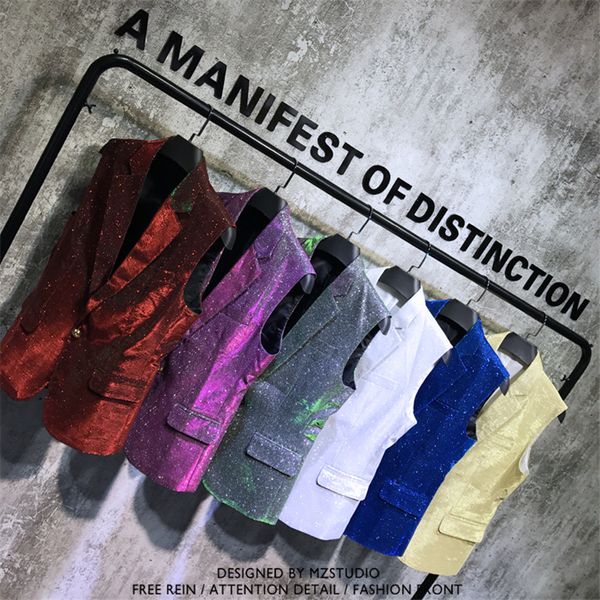men custom made bar nightclub outfit male singer djgd trendy stretch multicolor shiny vest host costume, Black;white
men custom made bar nightclub outfit male singer djgd trendy stretch multicolor shiny vest host costume, Black;white
