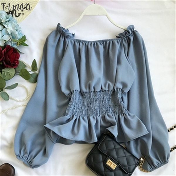 2020 summer new lantern sleeve chiffon women blouse and shirts solid slim slash neck ruffles lady shirts outwear z1698, White
2020 summer new lantern sleeve chiffon women blouse and shirts solid slim slash neck ruffles lady shirts outwear z1698, White
