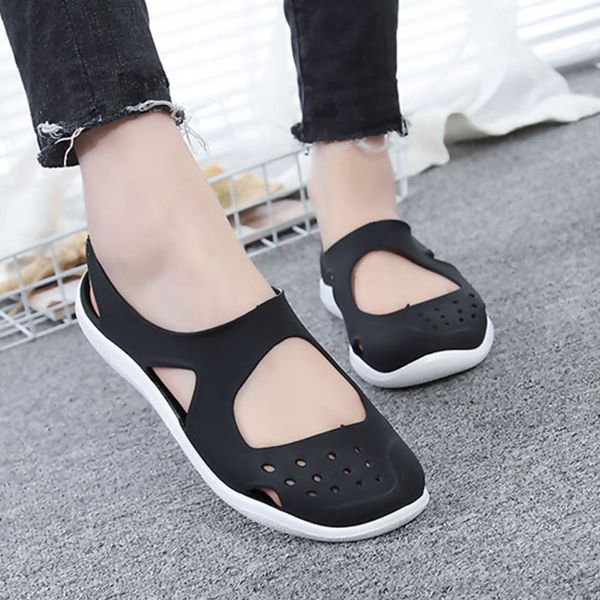 women sandals solid cut-outs fashion woman cute jelly shoes waterproof 2020 summer comfortable soft sole women's flats, Black
women sandals solid cut-outs fashion woman cute jelly shoes waterproof 2020 summer comfortable soft sole women's flats, Black