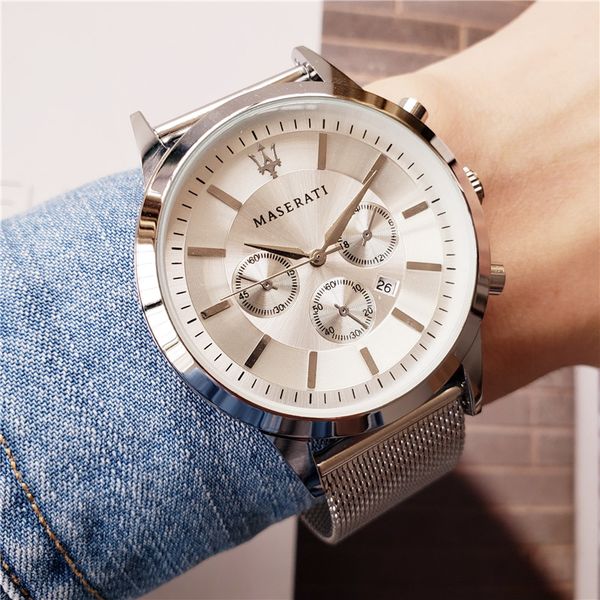 italy brand maserati black dial with calendar men's dress watches durable metal mesh band magnet movement waterproof clock party quartz, Slivery;brown
italy brand maserati black dial with calendar men's dress watches durable metal mesh band magnet movement waterproof clock party quartz, Slivery;brown