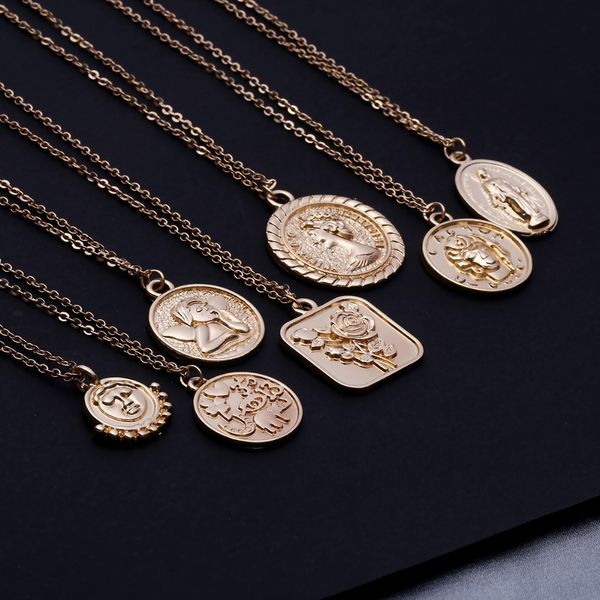 simple vintage carved coin pendant necklace statement face goddess virgin mary rose angel long chain necklace women, Silver
simple vintage carved coin pendant necklace statement face goddess virgin mary rose angel long chain necklace women, Silver