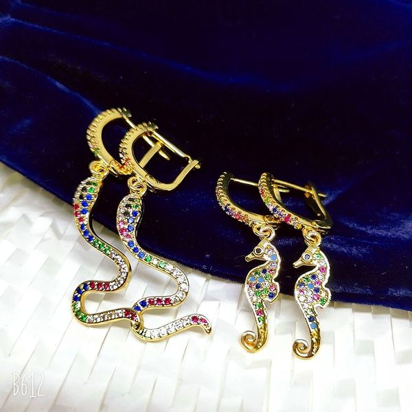 24k gold rainbow snake earrings for women fashion jewerlry rainbow cubic zirconia seahorse earrings pendientes arcoiris, Silver
24k gold rainbow snake earrings for women fashion jewerlry rainbow cubic zirconia seahorse earrings pendientes arcoiris, Silver