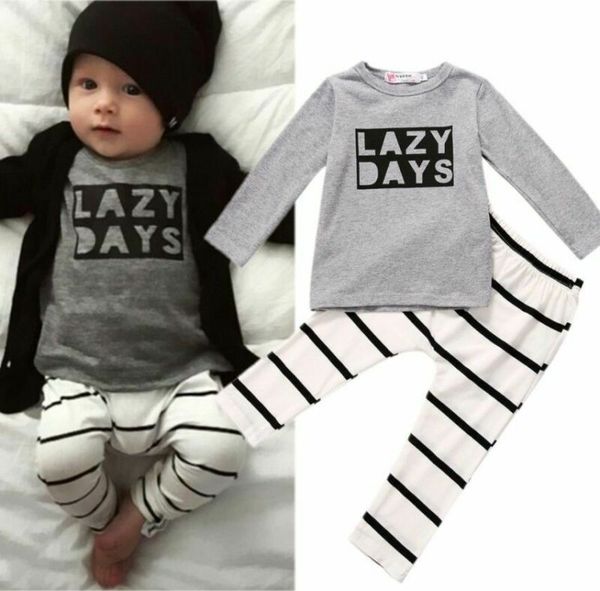 2pcs toddler newborn baby boy girl cotton long sleeve letter t-shirt +striped pants outfits set casual clothes, White
2pcs toddler newborn baby boy girl cotton long sleeve letter t-shirt +striped pants outfits set casual clothes, White