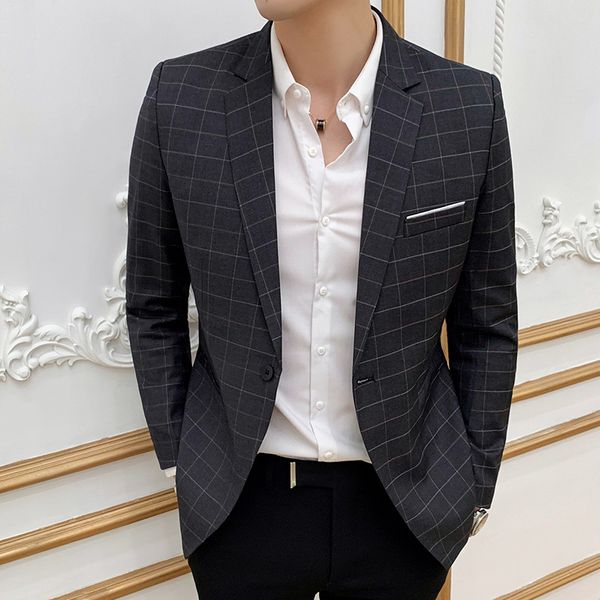 quality plaid blazer men's slim dress jacket slim casual business men's blazer spring and autumn plaid striped blazer men, White;black
quality plaid blazer men's slim dress jacket slim casual business men's blazer spring and autumn plaid striped blazer men, White;black